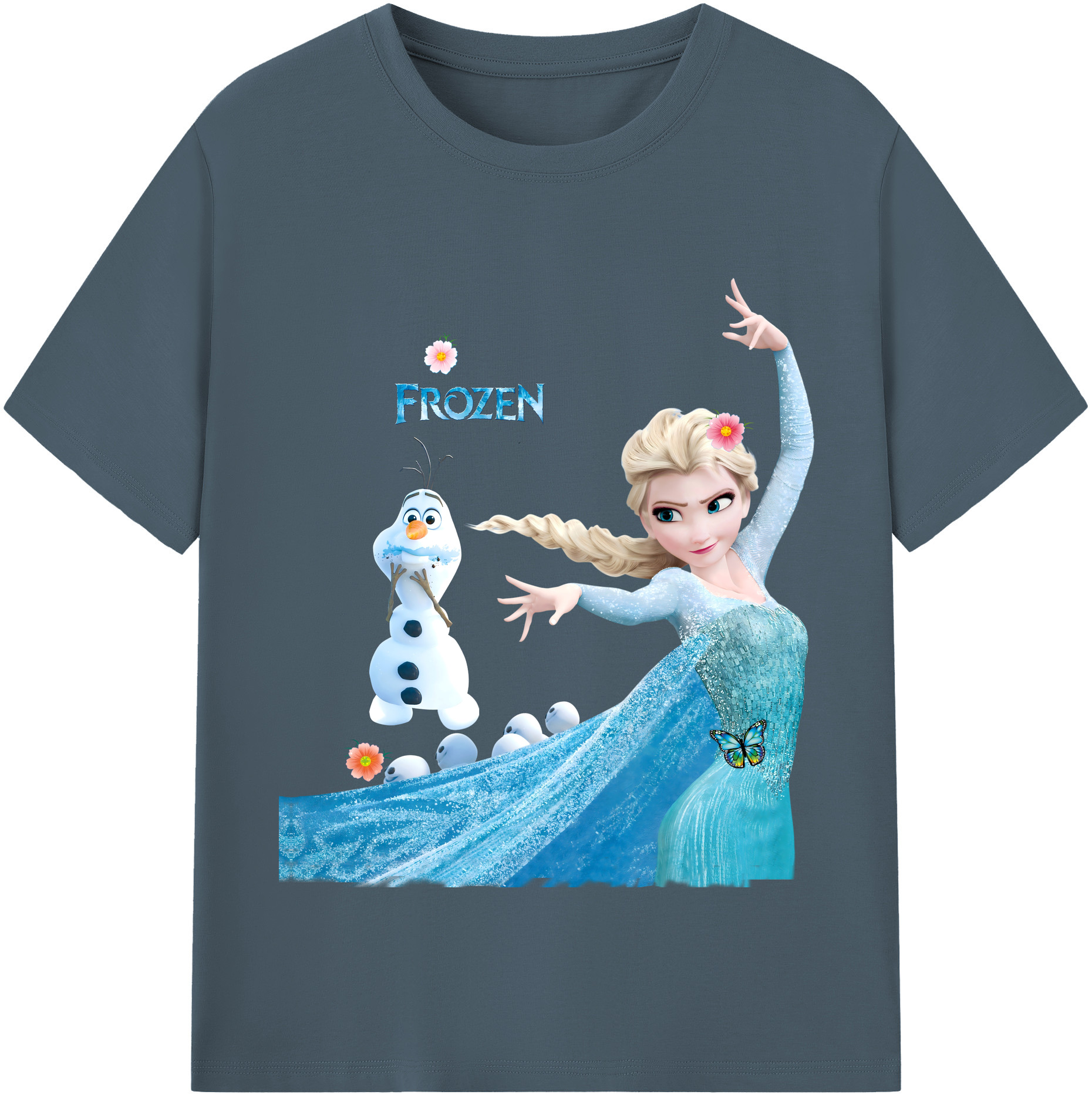 （画像用） アナと雪の女王 アンナ エルサ Frozen Anna Elsa 綿100％半袖Tシャツ（フロントプリント）